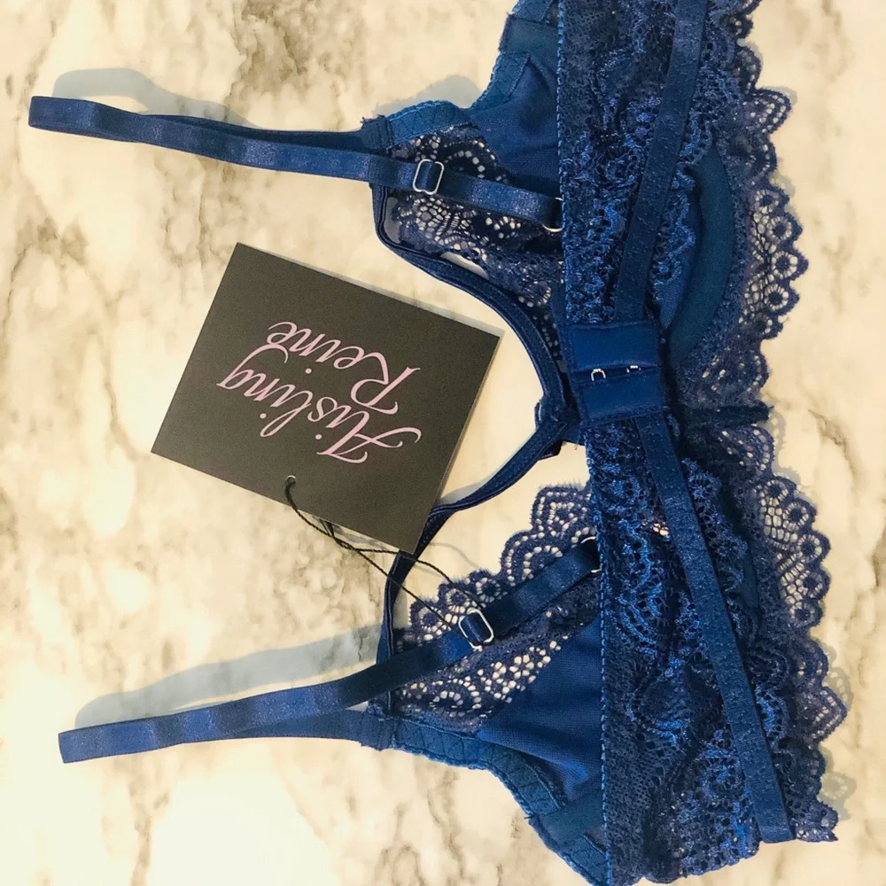 NWT - Aisling Reine - Natasha in Sapphire - luxury lace and mesh bra. - Picture 9 of 11